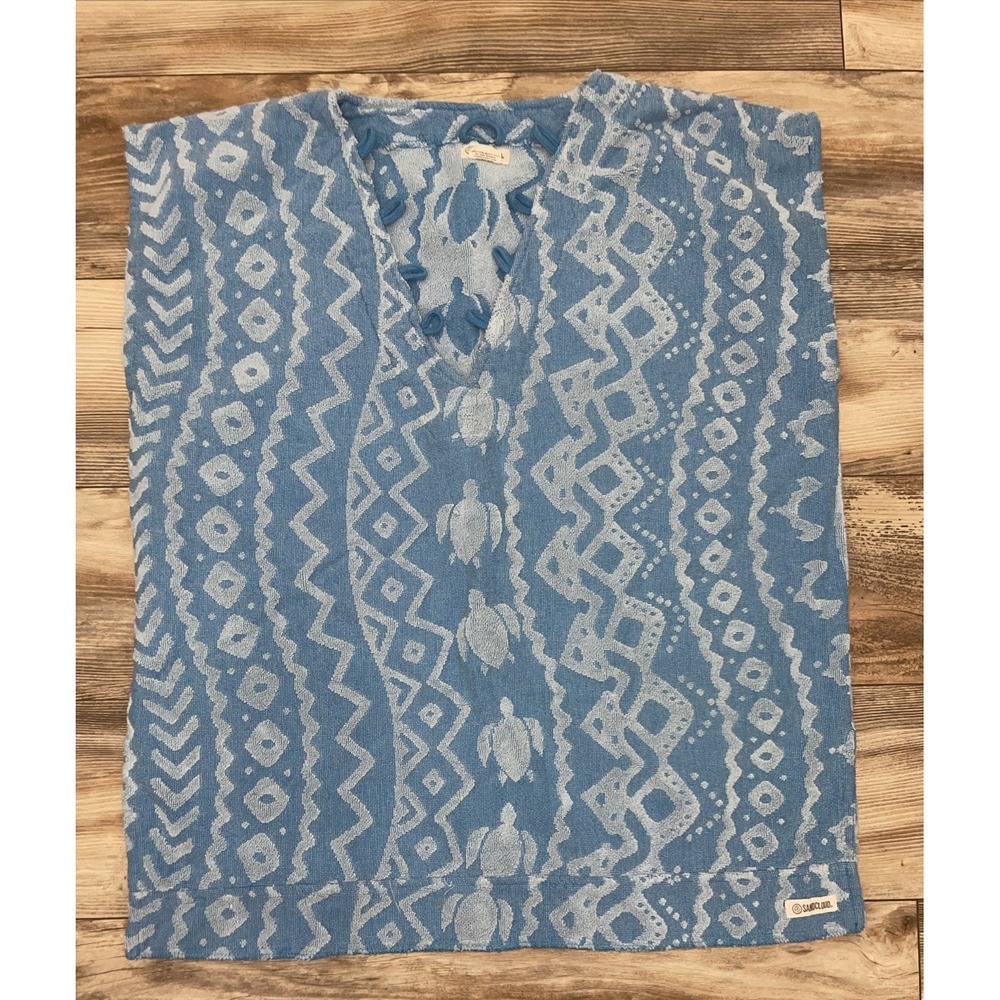 Sand Cloud Organic Cotton Terry Cover Up Top Beach Surf Sea Turtles Coastal O/S